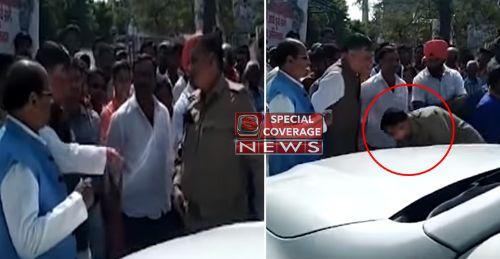CM की फ्लीट की गाड़ी ने कैबिनेट मंत्री सतीश महाना की कार में मारी टक्कर, मंत्री के पैरों पर गिरकर पुलिसकर्मी ने मांगी माफ़ी