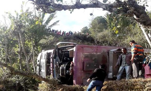 सुंदरनगर में गहरी खाई में गिरी बस, ड्राइवर की मौत, 50 लोग घायल