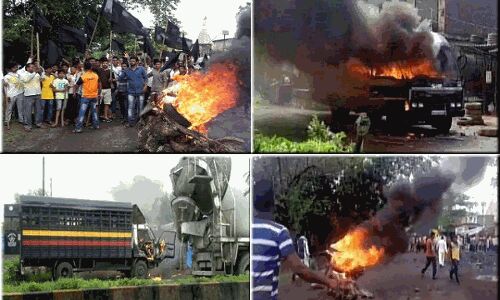 महाराष्ट्र: जमीन अधिग्रहण को लेकर किसानों का हिंसक प्रदर्शन, पुलिस की गाड़ियां फूंकीं