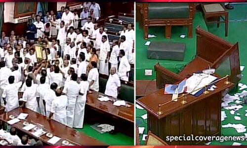 तमिलनाडु विधानसभा में हुआ हंगामा अध्यक्ष को पुलिस ने बचाया तमिलनाडु विधानसभा में हुआ हंगामा अध्यक्ष को पुलिस ने बचाया