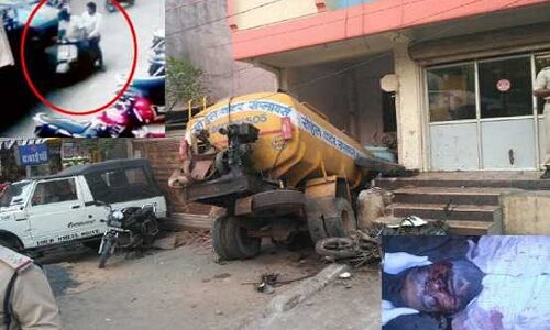 हॉस्पिटल में घुसा टैंकर, हादसे में स्कूटर सवार दो लोगों की मौत