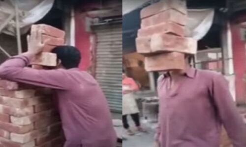 अनोखा हुनर तो देखिए, दांतों से एक नहीं बल्कि 6 ईंट उठाकर चलता है ये शख्स