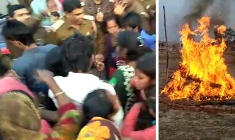 वाराणसी में जमीन के विवाद पर भड़के ग्रामीण, पुलिस पर किया पथराव