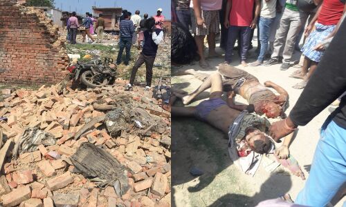 भदोही में विस्फोट, दस लोंगों की मौत, मलबे में और लोंगों के दबे होने की आशंका, राहत और बचाव कार्य जारी भदोही में विस्फोट, दस लोंगों की मौत, मलबे में और लोंगों के दबे होने की आशंका, राहत और बचाव कार्य जारी