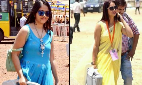 सोशल मीडिया पर पीली साड़ी के बाद अब नीली ड्रेस वाली पोलिंग अफसर की तस्वीरें वायरल