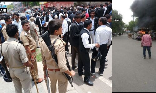 इलाहाबाद में वकील की हत्या के बाद बवाल, वाहन फूंके इलाहाबाद में वकील की हत्या के बाद बवाल, वाहन फूंके