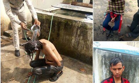 पुलिस की मानवता: अर्धविक्षिप्त युवा की मदद की इस पुलिस वाले ने, फोटो करें शेयर शायद आपकी मदद से पहुंचे अपने घर