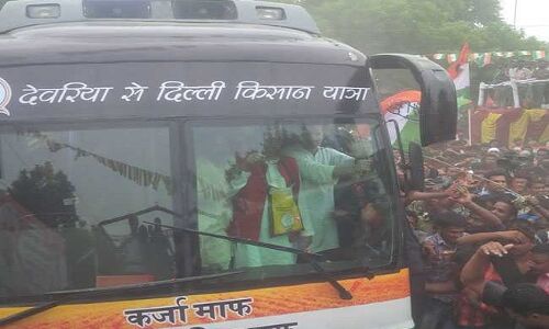 राहुल गांधी ने शुरू की देवरिया से किसान महायात्रा, तय करेंगे 2500 किमी की दूरी