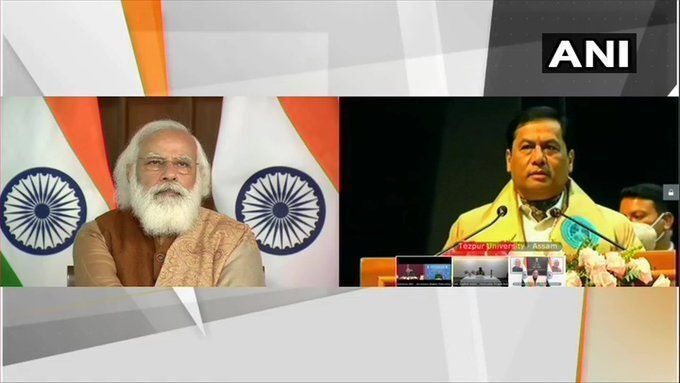 प्रधानमंत्री नरेंद्र मोदी ने वीडियो कॉन्फ्रेंसिंग के जरिए असम के तेज़पुर विश्वविद्यालय के 18वें दीक्षांत समारोह ने लिया हिस्सा